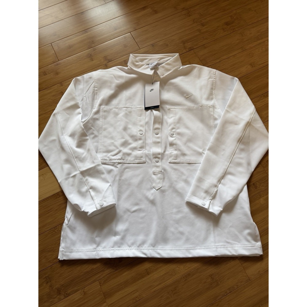 Nike Kids XL‎ White Pullover Shirt Jacket Snap Front Swoosh NWT $55